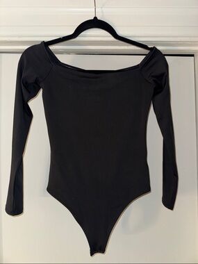 EXPRESS black off shoulder bodysuit.
